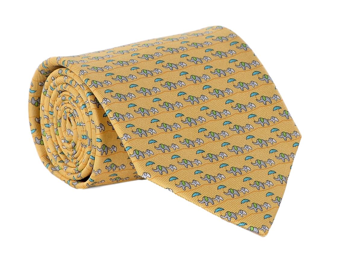 Ferragamo Man Totem print silk tie Yellow
