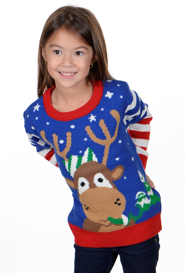 children's ugly christmas sweater rudolph the king for little girls