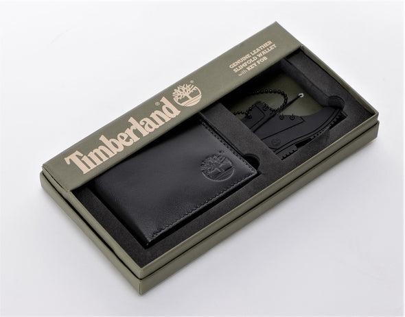 Timberland Men's Leather Slimfold Wallet with Key FOB