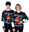 ugly christmas sweater santa navy blue for couple