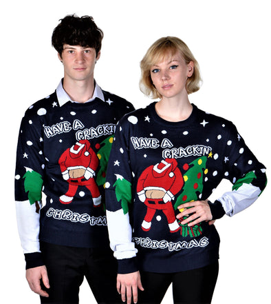 ugly christmas sweater santa navy blue for couple